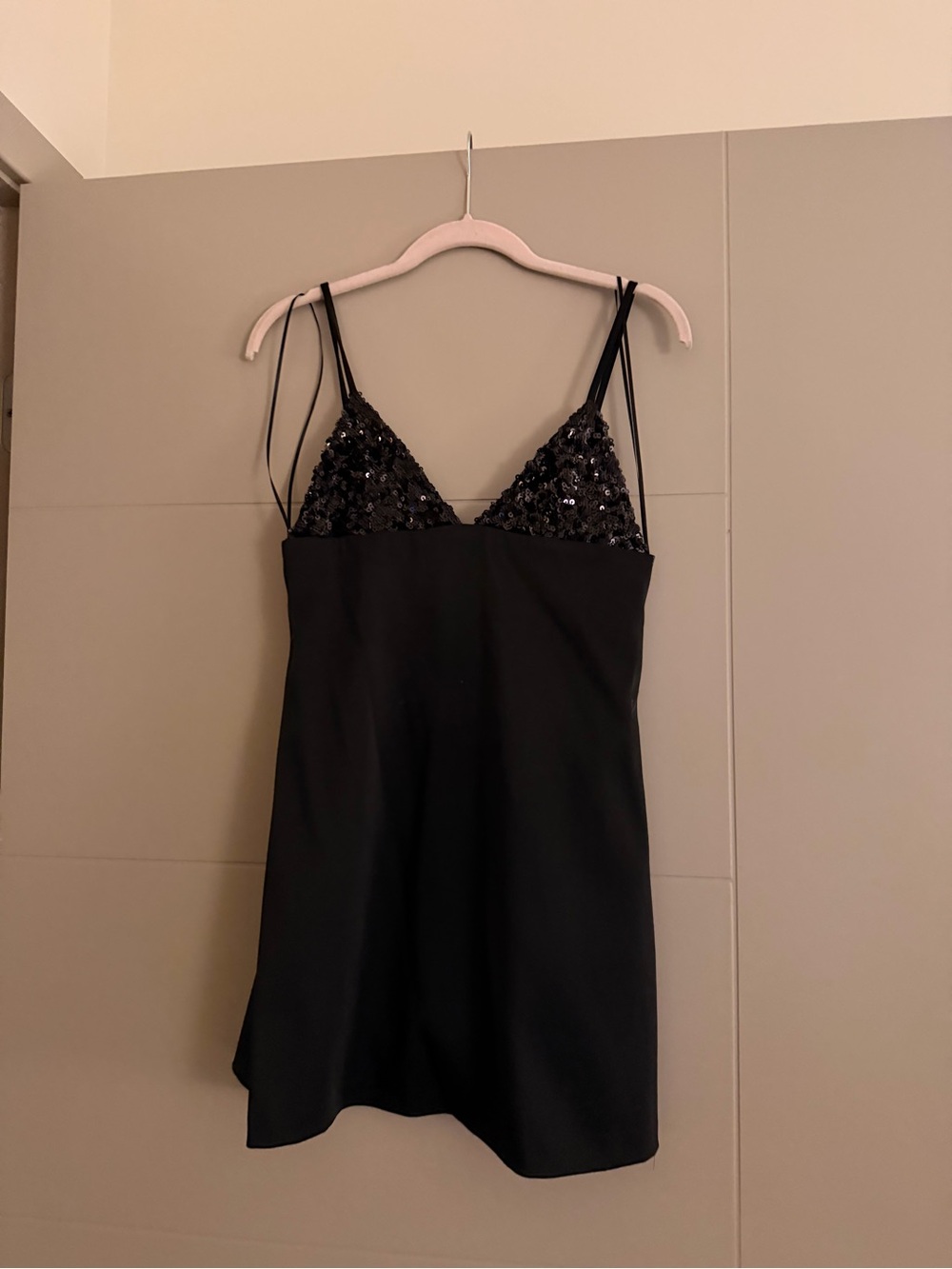 Zara Black Sequin Slip Mini Dress